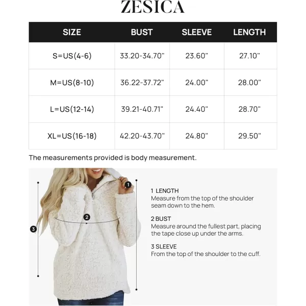 imageZESICA Womens Autumn Winter Long Sleeve Zipper Sherpa Fleece Sweatshirt Pullover Jacket CoatSolid White