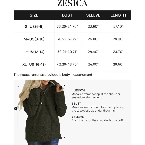 imageZESICA Womens Autumn Winter Long Sleeve Zipper Sherpa Fleece Sweatshirt Pullover Jacket CoatSolidarmygreen