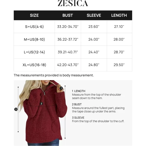 imageZESICA Womens Autumn Winter Long Sleeve Zipper Sherpa Fleece Sweatshirt Pullover Jacket CoatSolidburgundy