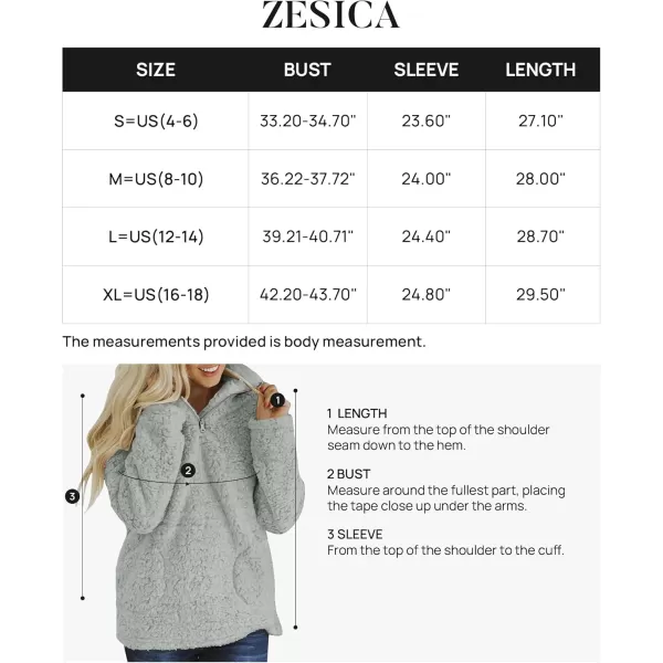 imageZESICA Womens Autumn Winter Long Sleeve Zipper Sherpa Fleece Sweatshirt Pullover Jacket CoatSolidlightgrey