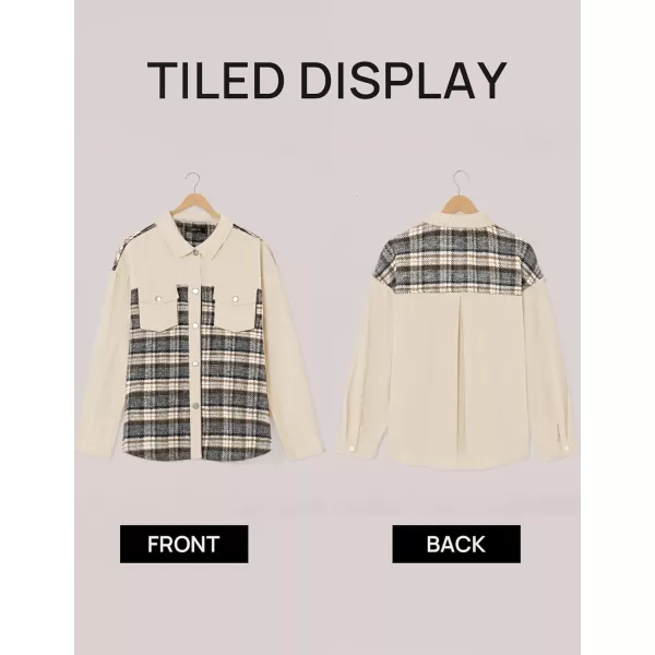 imageZESICA Womens Denim Jacket 2024 Fall Long Sleeve Plaid Button Down Lapel Collar Shacket with PocketApricot