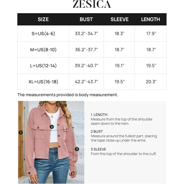 imageZESICA Womens Fall Casual Shacket Jackets 2024 Long Sleeve Button Down Lightweight Cropped Shirt Outerwear Coat with PocketsDarkpink