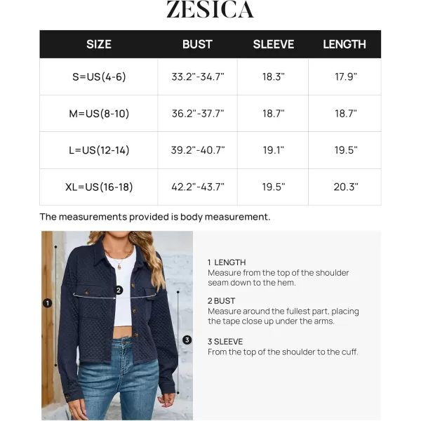 imageZESICA Womens Fall Casual Shacket Jackets 2024 Long Sleeve Button Down Lightweight Cropped Shirt Outerwear Coat with PocketsNavy