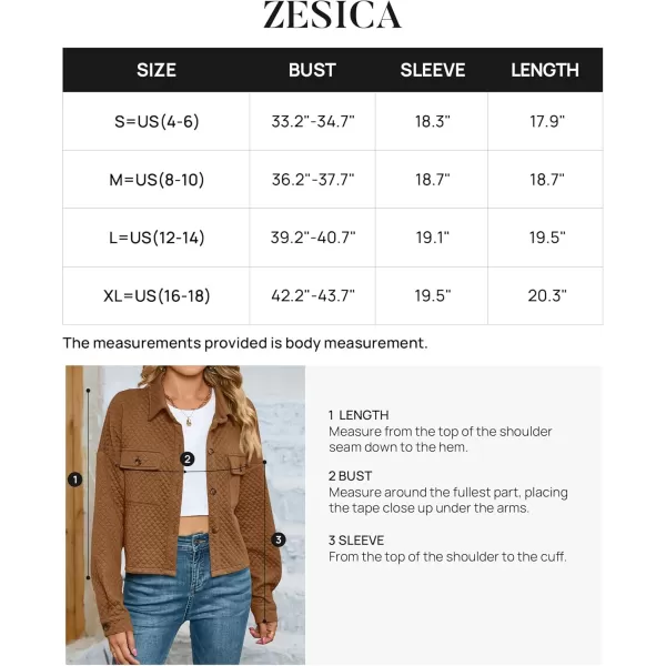 imageZESICA Womens Fall Casual Shacket Jackets 2024 Long Sleeve Button Down Lightweight Cropped Shirt Outerwear Coat with PocketsTan