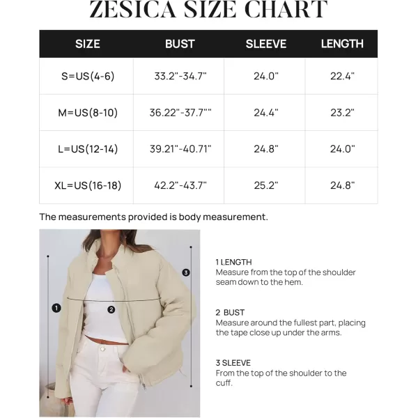 imageZESICA Womens Long Sleeve Cropped Puffer Jacket Winter Zipper Quilted Baggy Warm Short Down Coat Outwear with PocketsApricot