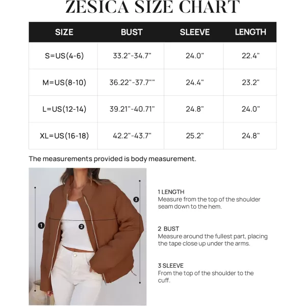 imageZESICA Womens Long Sleeve Cropped Puffer Jacket Winter Zipper Quilted Baggy Warm Short Down Coat Outwear with PocketsCaramel