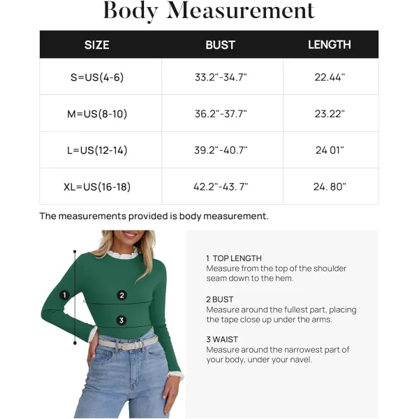 imageZESICA Womens Long Sleeve Ruffle Sweaters 2024 Fall Crewneck Color Block Slim Fit Basic Casual Knit Pullover Sweater TopsDark Green
