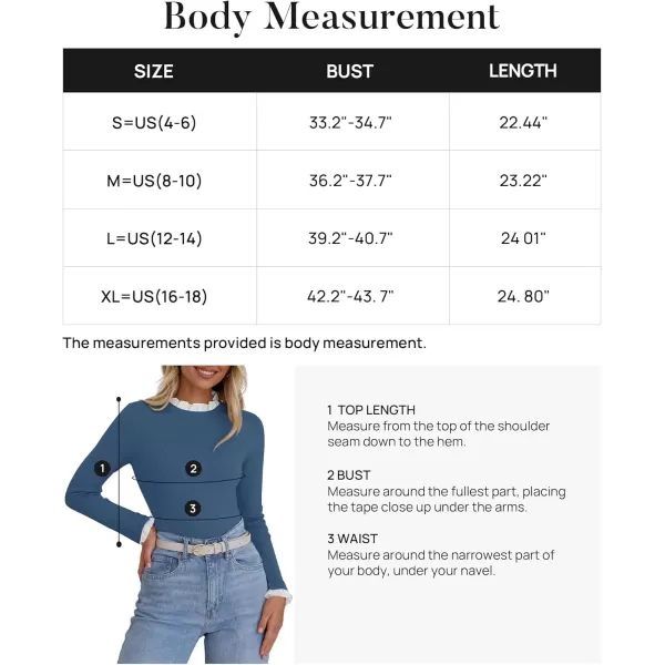 imageZESICA Womens Long Sleeve Ruffle Sweaters 2024 Fall Crewneck Color Block Slim Fit Basic Casual Knit Pullover Sweater TopsDusty Blue