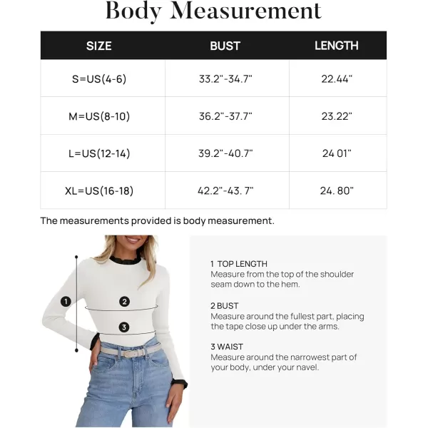 imageZESICA Womens Long Sleeve Ruffle Sweaters 2024 Fall Crewneck Color Block Slim Fit Basic Casual Knit Pullover Sweater TopsIvory