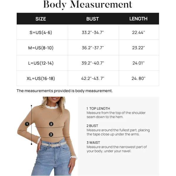 imageZESICA Womens Long Sleeve Ruffle Sweaters 2024 Fall Crewneck Color Block Slim Fit Basic Casual Knit Pullover Sweater TopsToffee
