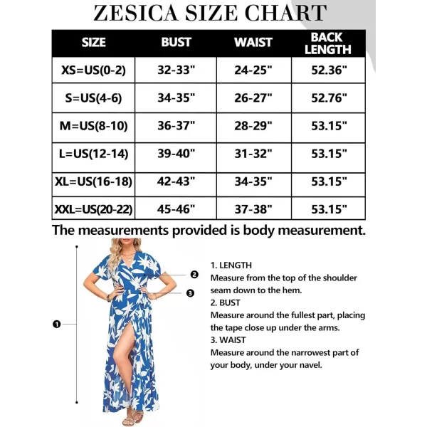 imageZESICA Womens 2024 Bohemian Floral Printed Wrap V Neck Short Sleeve Split Beach Party Maxi DressDustyblue