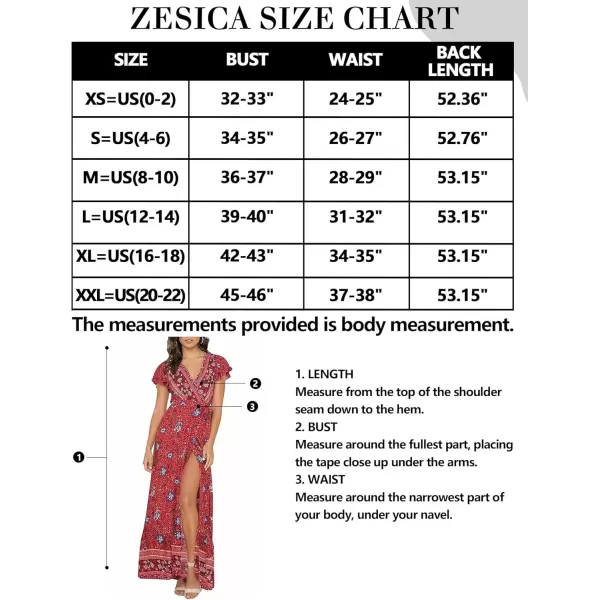 imageZESICA Womens 2024 Bohemian Floral Printed Wrap V Neck Short Sleeve Split Beach Party Maxi DressRed
