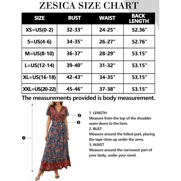 imageZESICA Womens 2024 Bohemian Floral Printed Wrap V Neck Short Sleeve Split Beach Party Maxi DressRoyal Blue