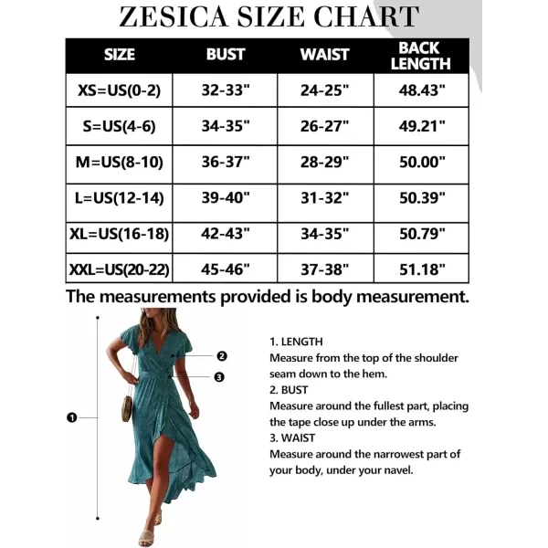 imageZESICA Womens 2024 Bohemian Floral Printed Wrap V Neck Short Sleeve Split Beach Party Maxi DressTeal