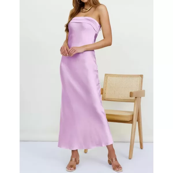 imageZESICA Womens 2024 Summer Satin Strapless Dress Sexy Backless Bodycon Wedding Cocktail Party Maxi Dresses