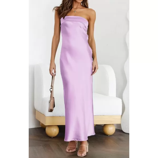 imageZESICA Womens 2024 Summer Satin Strapless Dress Sexy Backless Bodycon Wedding Cocktail Party Maxi Dresses