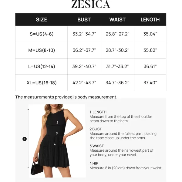 imageZESICA Womens Summer Sleeveless Mini Dress 2024 Crewneck Knit A Line Pleated Swing Casual Basic Short DressBlack