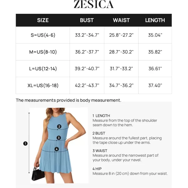 imageZESICA Womens Summer Sleeveless Mini Dress 2024 Crewneck Knit A Line Pleated Swing Casual Basic Short DressSky