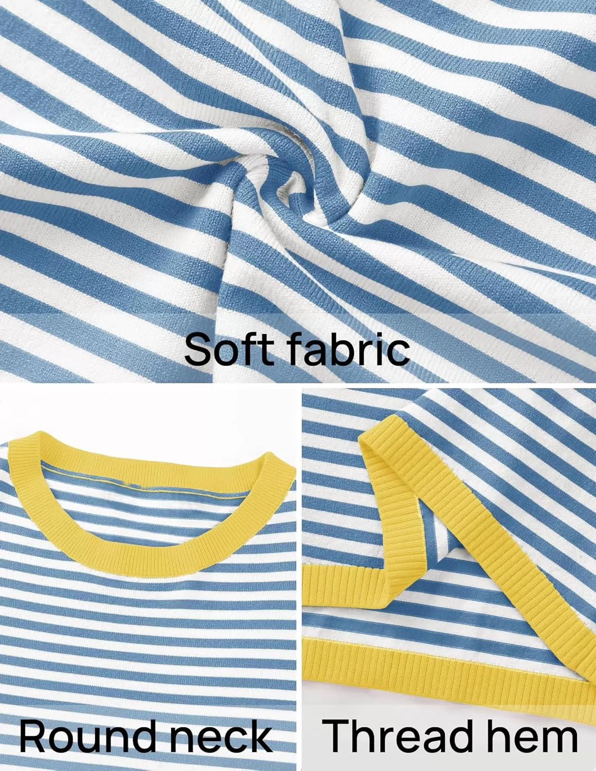 imageZESICA Womens 2024 Fall Striped Sweaters Long Sleeve Crew Neck Shirts Color Block Lightweight Pullover TopsBlue