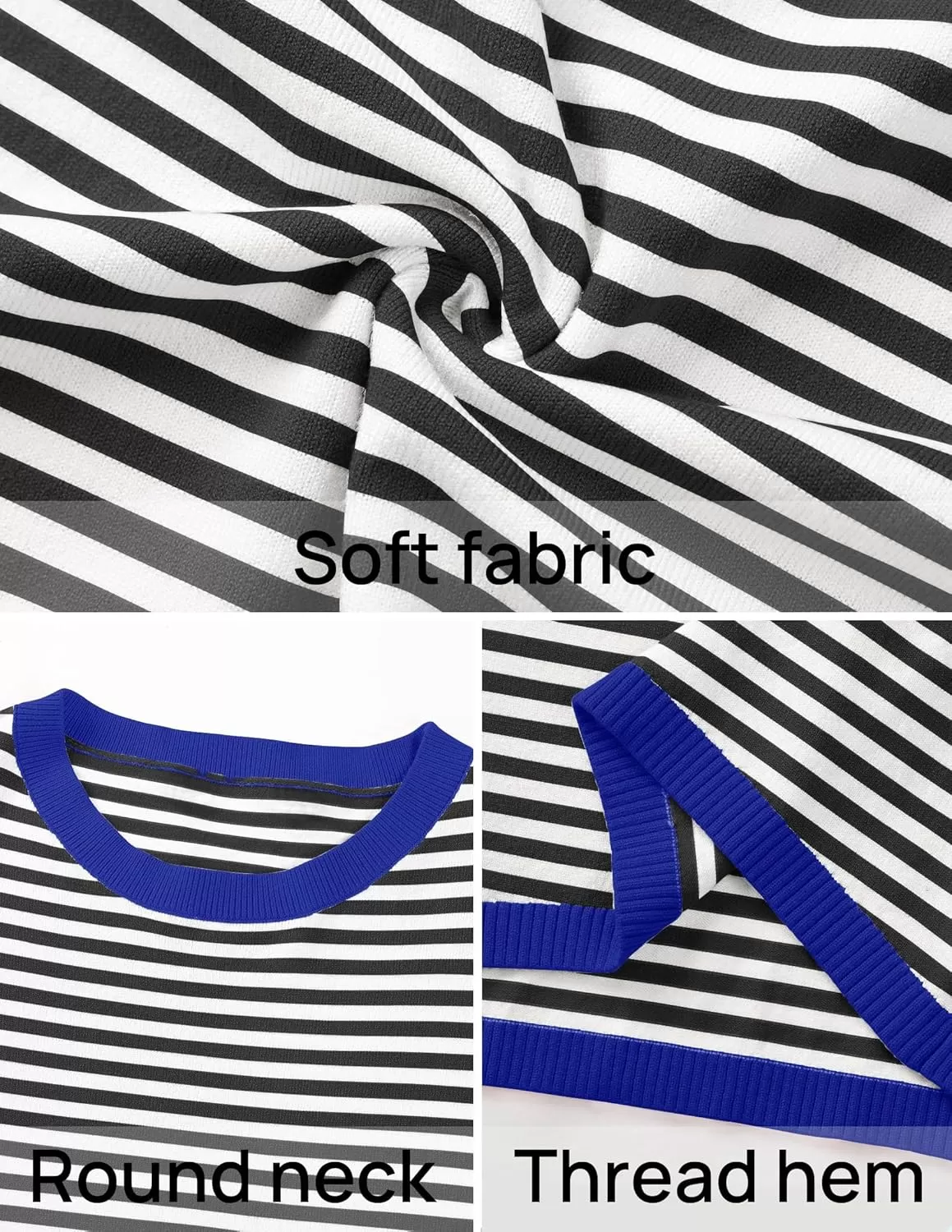 imageZESICA Womens 2024 Fall Striped Sweaters Long Sleeve Crew Neck Shirts Color Block Lightweight Pullover TopsCarbon Black