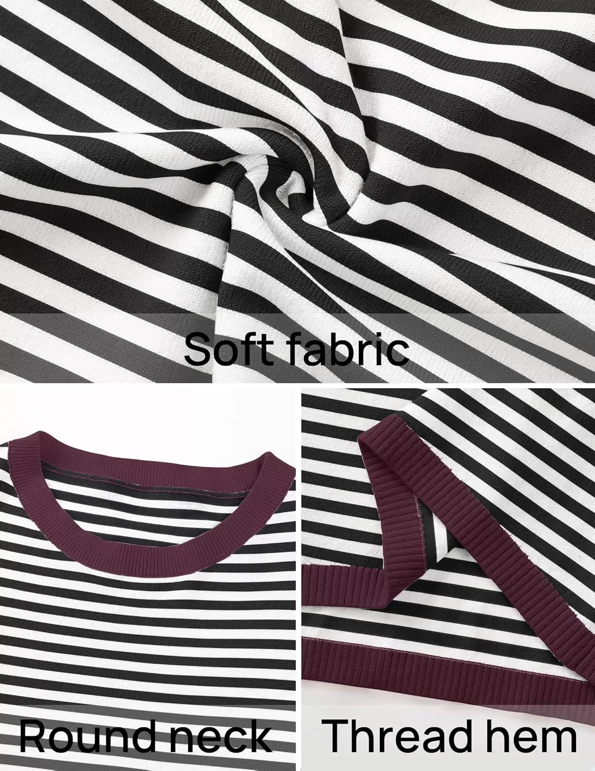 imageZESICA Womens 2024 Fall Striped Sweaters Long Sleeve Crew Neck Shirts Color Block Lightweight Pullover TopsDim