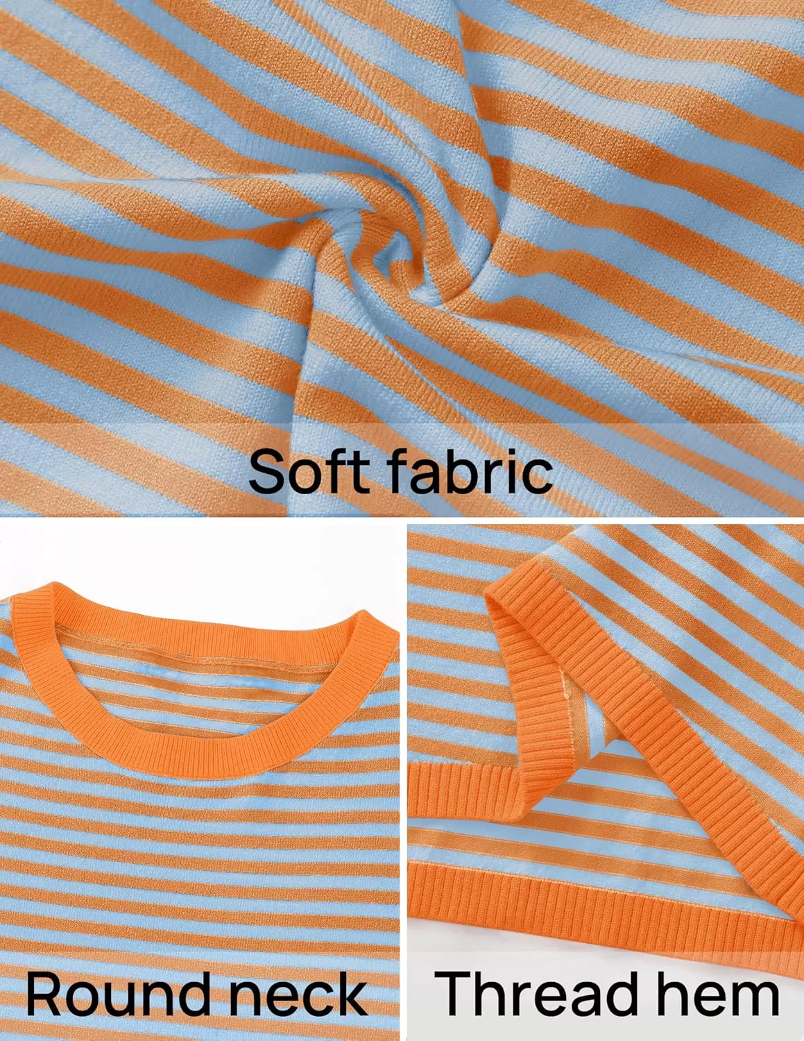 imageZESICA Womens 2024 Fall Striped Sweaters Long Sleeve Crew Neck Shirts Color Block Lightweight Pullover TopsLavender