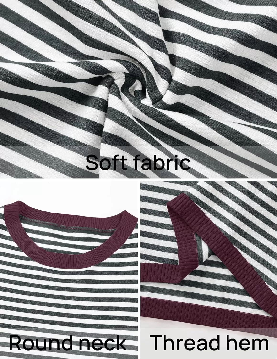 imageZESICA Womens 2024 Fall Striped Sweaters Long Sleeve Crew Neck Shirts Color Block Lightweight Pullover TopsSmokeblue