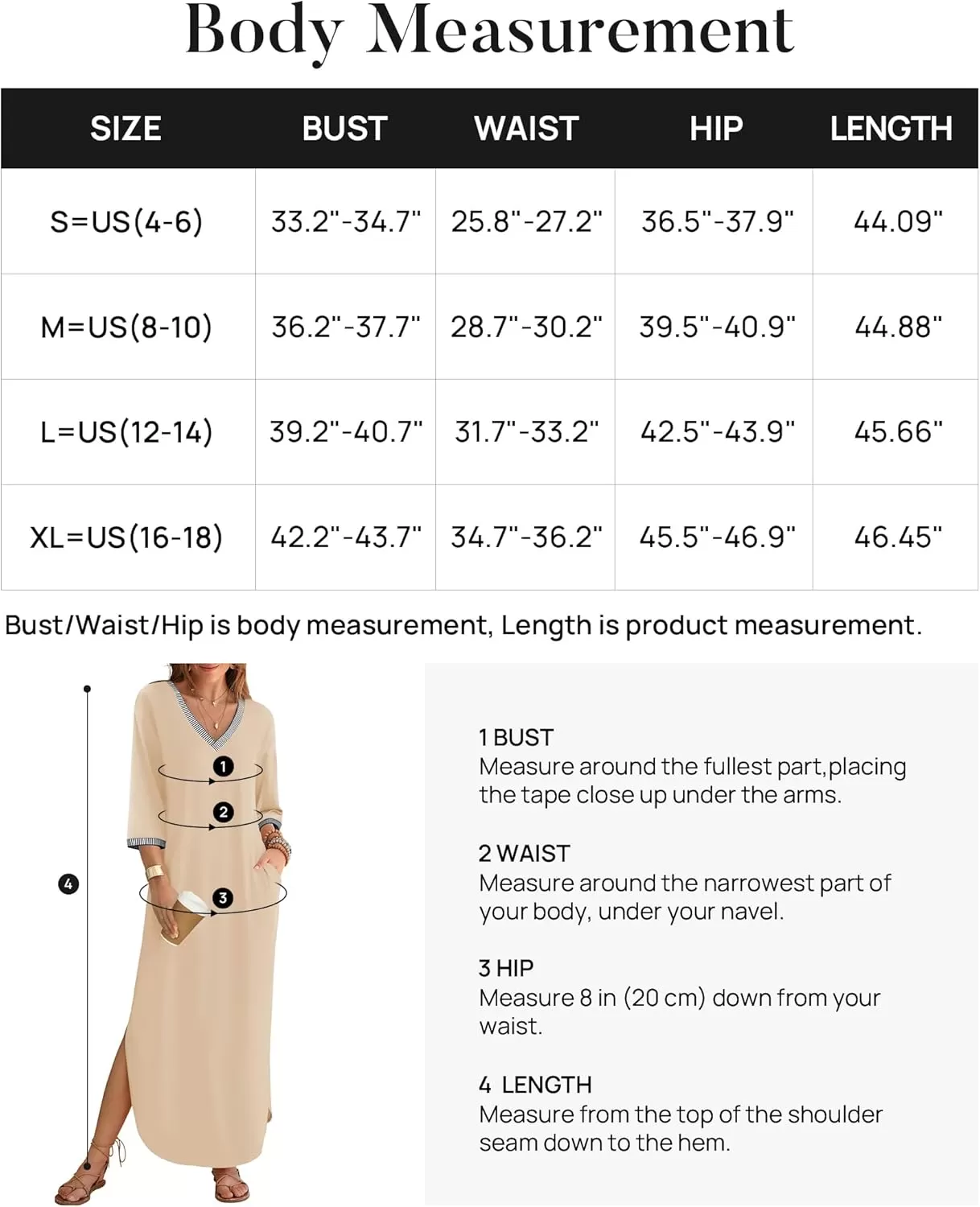 imageZESICA Womens Dresses 2024 Causal 34 Sleeve V Neck Loose Fit Split Beach Long Maxi Dress with PocketsApricot