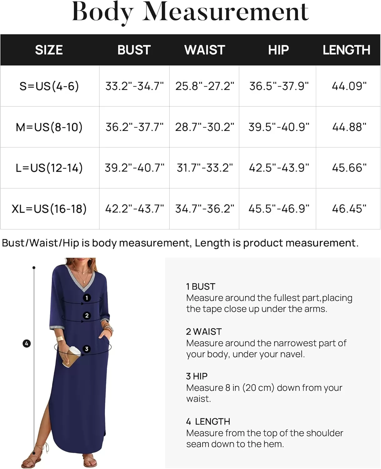 imageZESICA Womens Dresses 2024 Causal 34 Sleeve V Neck Loose Fit Split Beach Long Maxi Dress with PocketsNavy