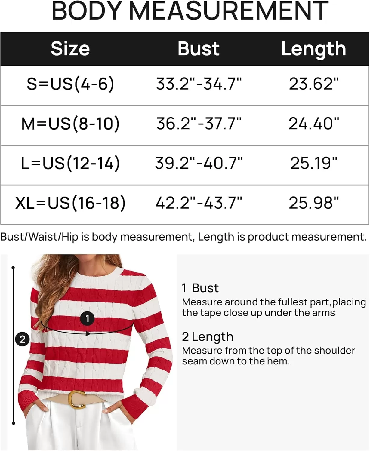 imageZESICA Womens Sweaters Fall Winter Casual Striped Long Sleeve Crew Neck Cable Knit Loose Chunky Pullover SweaterRed