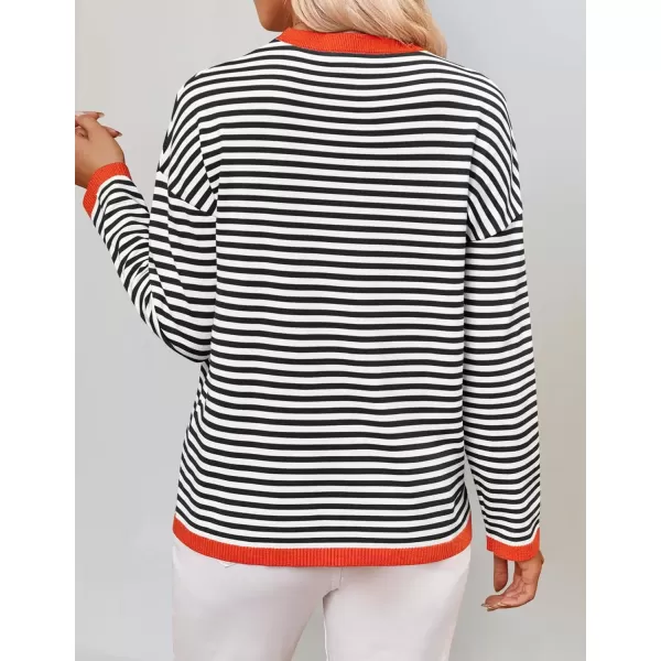 imageZESICA Womens 2024 Fall Striped Sweaters Long Sleeve Crew Neck Shirts Color Block Lightweight Pullover TopsBlack