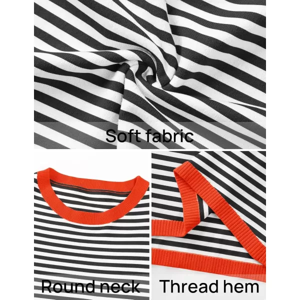 imageZESICA Womens 2024 Fall Striped Sweaters Long Sleeve Crew Neck Shirts Color Block Lightweight Pullover TopsBlack