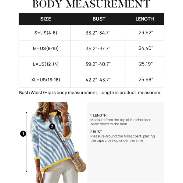 imageZESICA Womens 2024 Fall Striped Sweaters Long Sleeve Crew Neck Shirts Color Block Lightweight Pullover TopsBlue