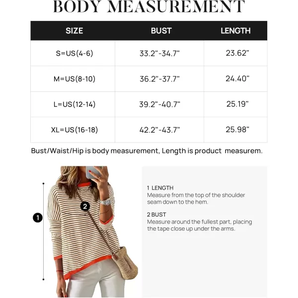 imageZESICA Womens 2024 Fall Striped Sweaters Long Sleeve Crew Neck Shirts Color Block Lightweight Pullover TopsBrown