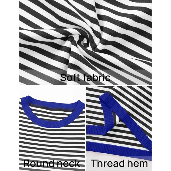 imageZESICA Womens 2024 Fall Striped Sweaters Long Sleeve Crew Neck Shirts Color Block Lightweight Pullover TopsCarbon Black