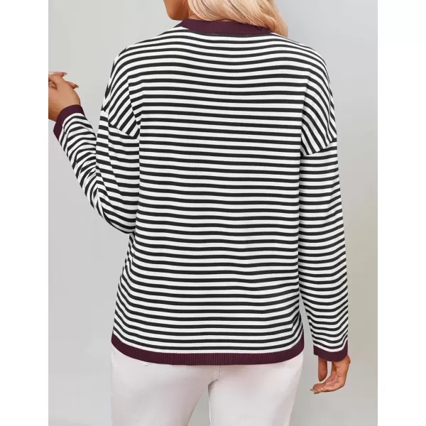 imageZESICA Womens 2024 Fall Striped Sweaters Long Sleeve Crew Neck Shirts Color Block Lightweight Pullover TopsDim