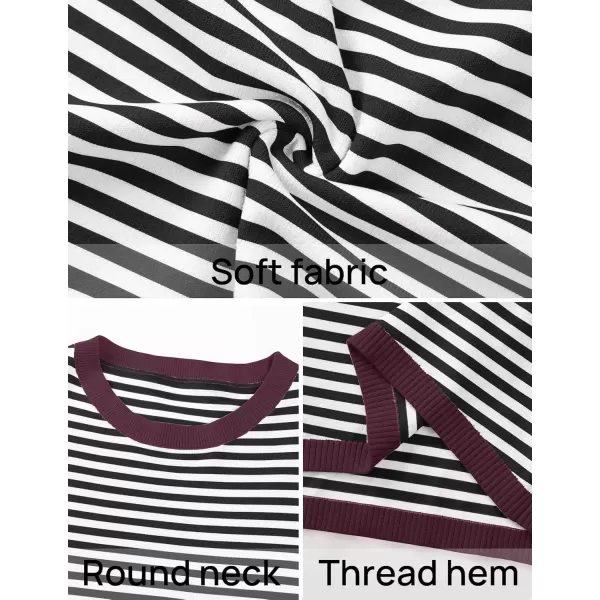 imageZESICA Womens 2024 Fall Striped Sweaters Long Sleeve Crew Neck Shirts Color Block Lightweight Pullover TopsDim