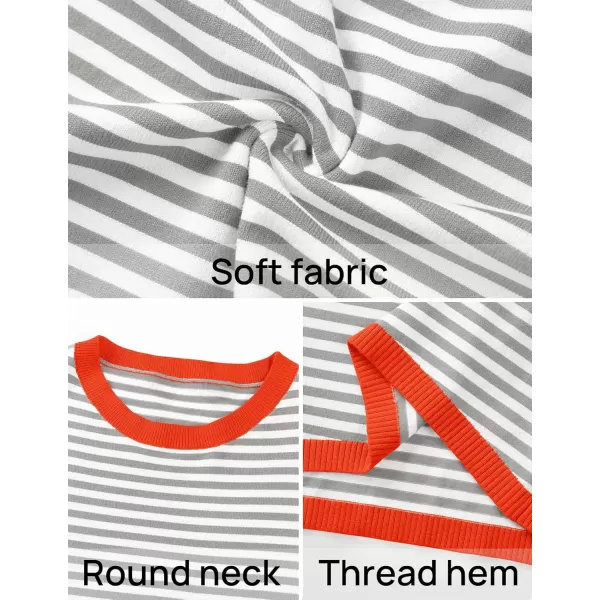 imageZESICA Womens 2024 Fall Striped Sweaters Long Sleeve Crew Neck Shirts Color Block Lightweight Pullover TopsGrey