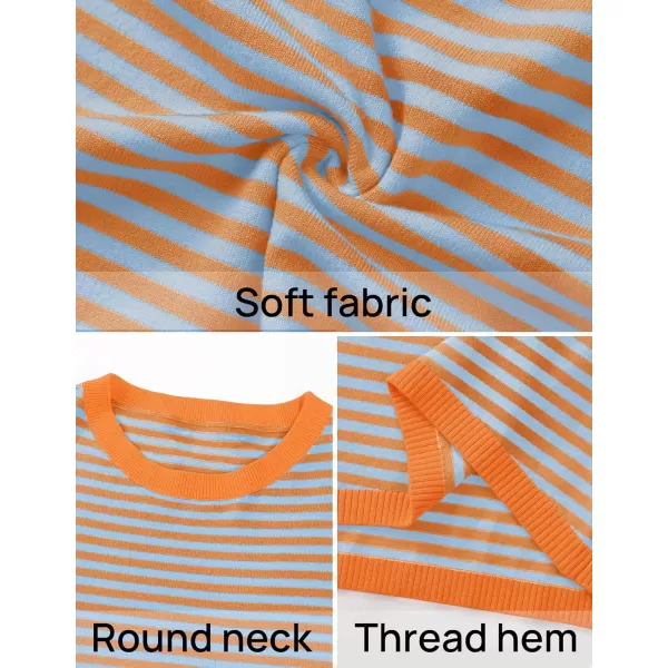 imageZESICA Womens 2024 Fall Striped Sweaters Long Sleeve Crew Neck Shirts Color Block Lightweight Pullover TopsLavender