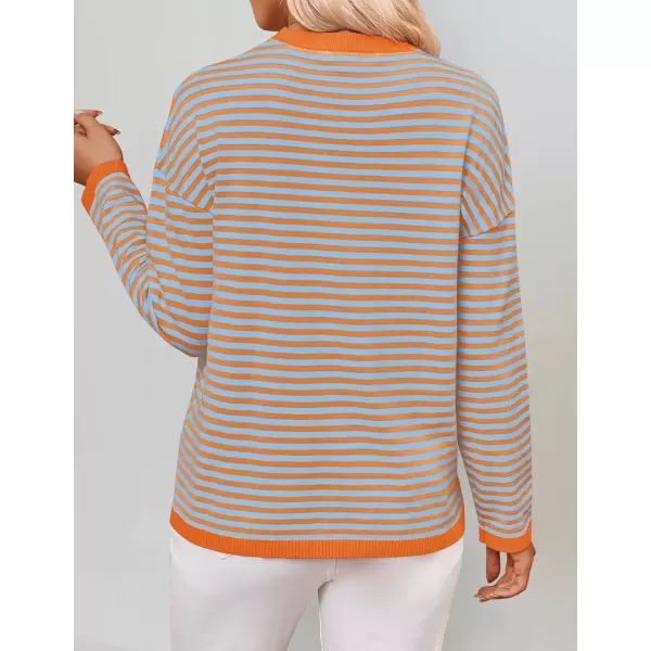 imageZESICA Womens 2024 Fall Striped Sweaters Long Sleeve Crew Neck Shirts Color Block Lightweight Pullover TopsLavender