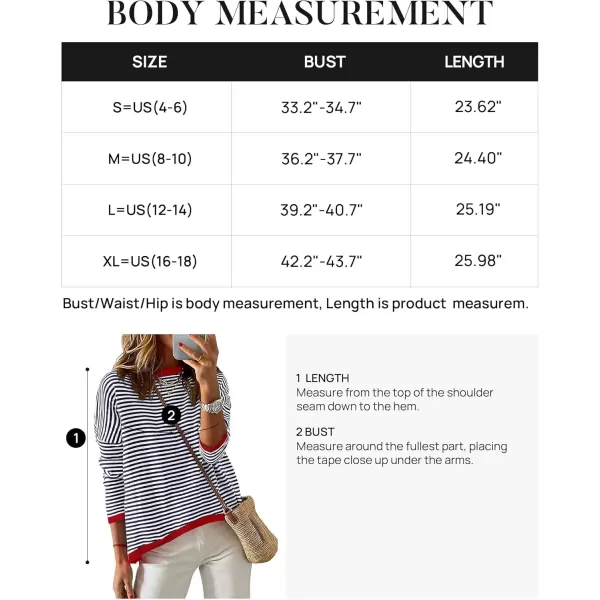 imageZESICA Womens 2024 Fall Striped Sweaters Long Sleeve Crew Neck Shirts Color Block Lightweight Pullover TopsNavy