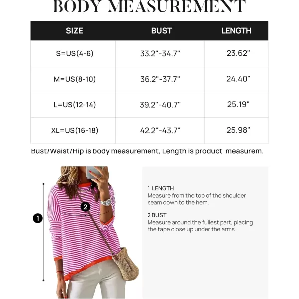 imageZESICA Womens 2024 Fall Striped Sweaters Long Sleeve Crew Neck Shirts Color Block Lightweight Pullover TopsRose