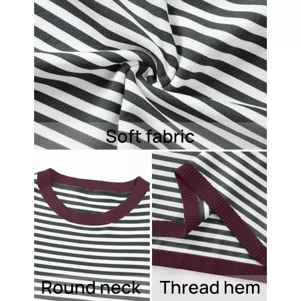 imageZESICA Womens 2024 Fall Striped Sweaters Long Sleeve Crew Neck Shirts Color Block Lightweight Pullover TopsSmokeblue