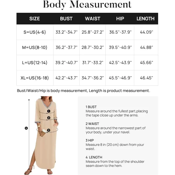 imageZESICA Womens Dresses 2024 Causal 34 Sleeve V Neck Loose Fit Split Beach Long Maxi Dress with PocketsApricot