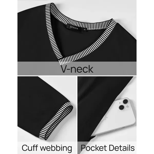 imageZESICA Womens Dresses 2024 Causal 34 Sleeve V Neck Loose Fit Split Beach Long Maxi Dress with PocketsBlack