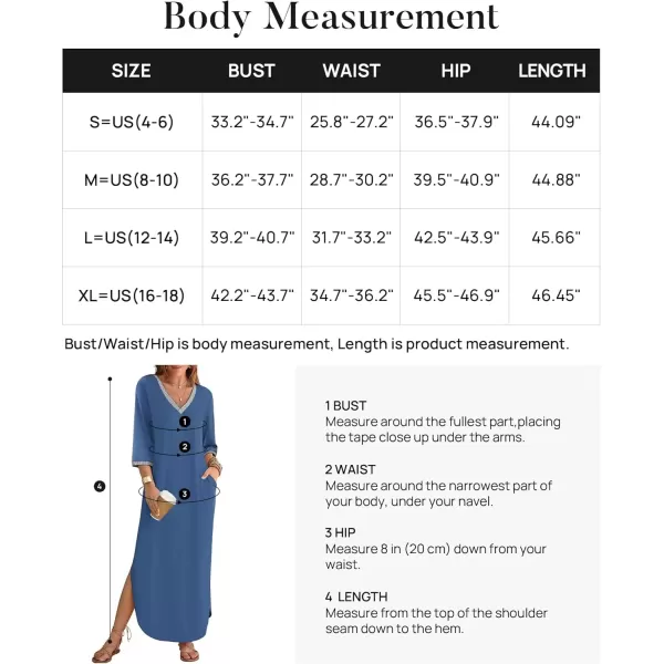 imageZESICA Womens Dresses 2024 Causal 34 Sleeve V Neck Loose Fit Split Beach Long Maxi Dress with PocketsDustyblue