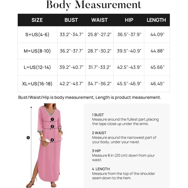 imageZESICA Womens Dresses 2024 Causal 34 Sleeve V Neck Loose Fit Split Beach Long Maxi Dress with PocketsPink