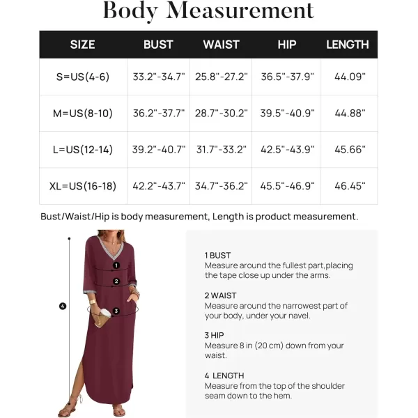 imageZESICA Womens Dresses 2024 Causal 34 Sleeve V Neck Loose Fit Split Beach Long Maxi Dress with PocketsPlum