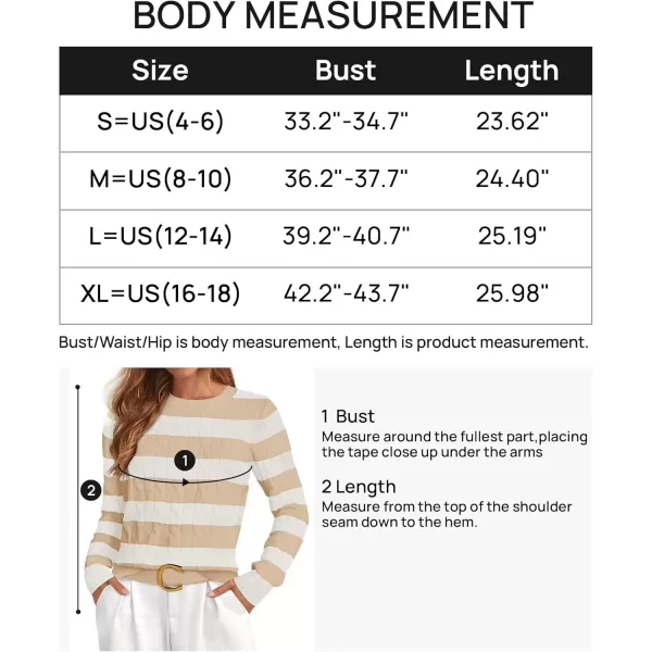 imageZESICA Womens Sweaters Fall Winter Casual Striped Long Sleeve Crew Neck Cable Knit Loose Chunky Pullover SweaterApricot
