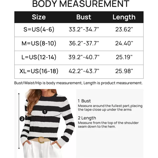 imageZESICA Womens Sweaters Fall Winter Casual Striped Long Sleeve Crew Neck Cable Knit Loose Chunky Pullover SweaterBlack